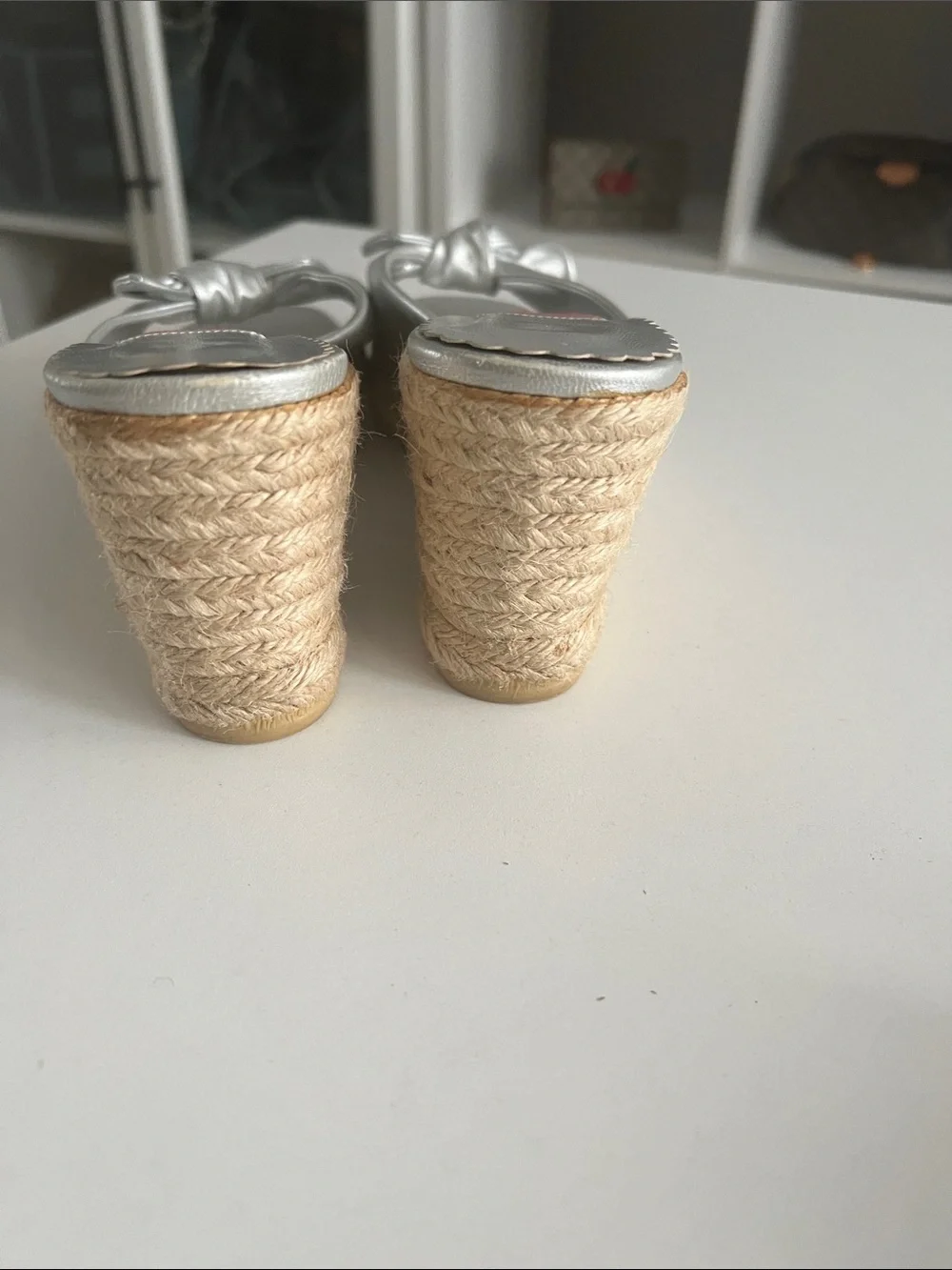 Lilly Pulitzer Metallic Silver Knot Slide Mules